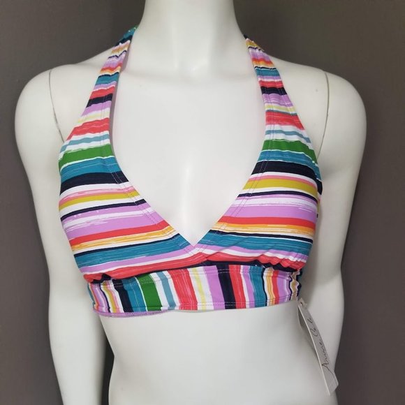 Anne Cole Painted Stripe Banded Halter Bikini Top - Picture 2 of 11